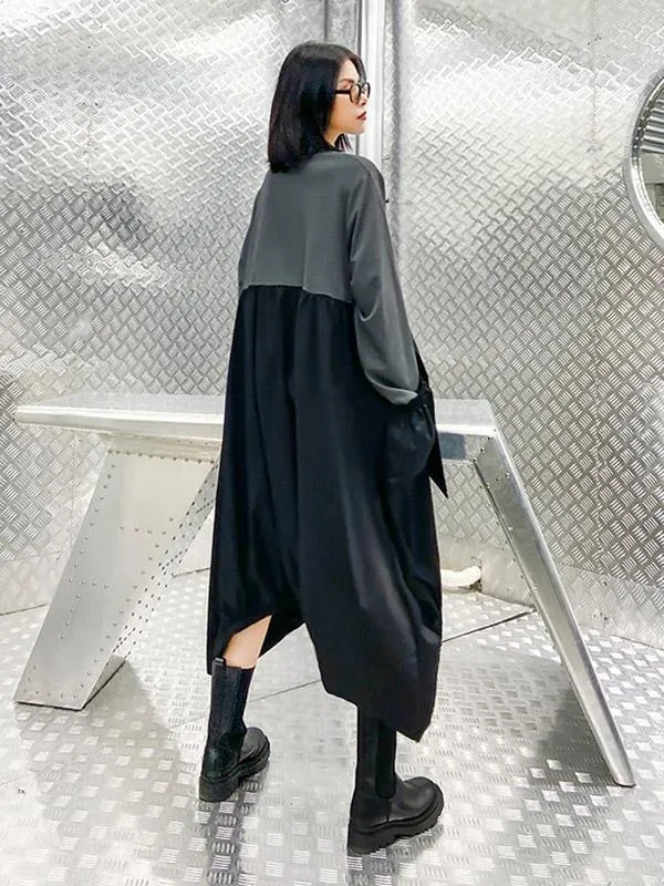 Loose Split-Joint Round-Neck Long Dress