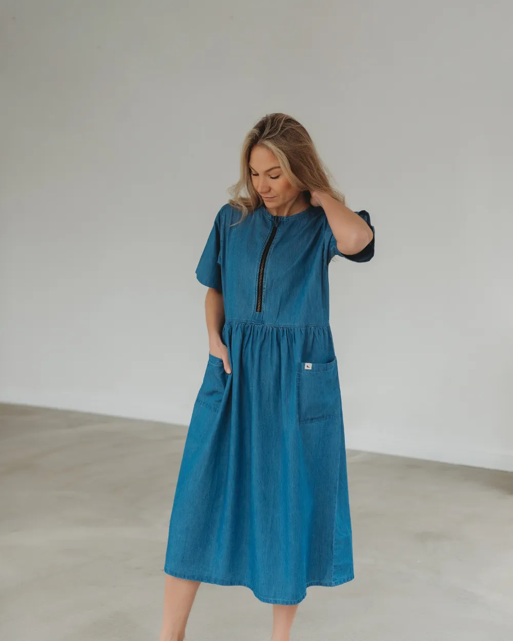 Magda Washed Denim Blue Dress