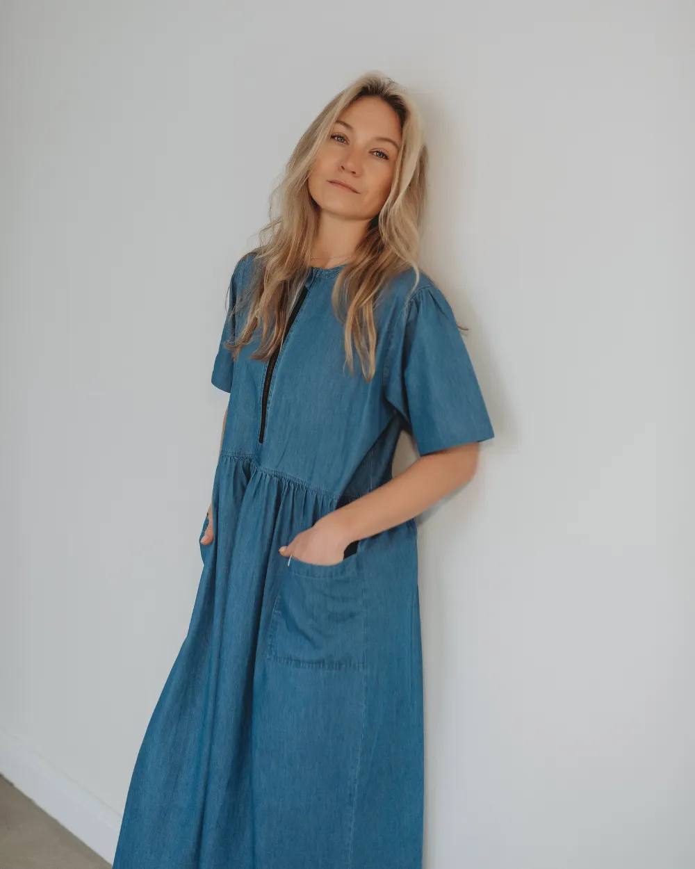 Magda Washed Denim Blue Dress