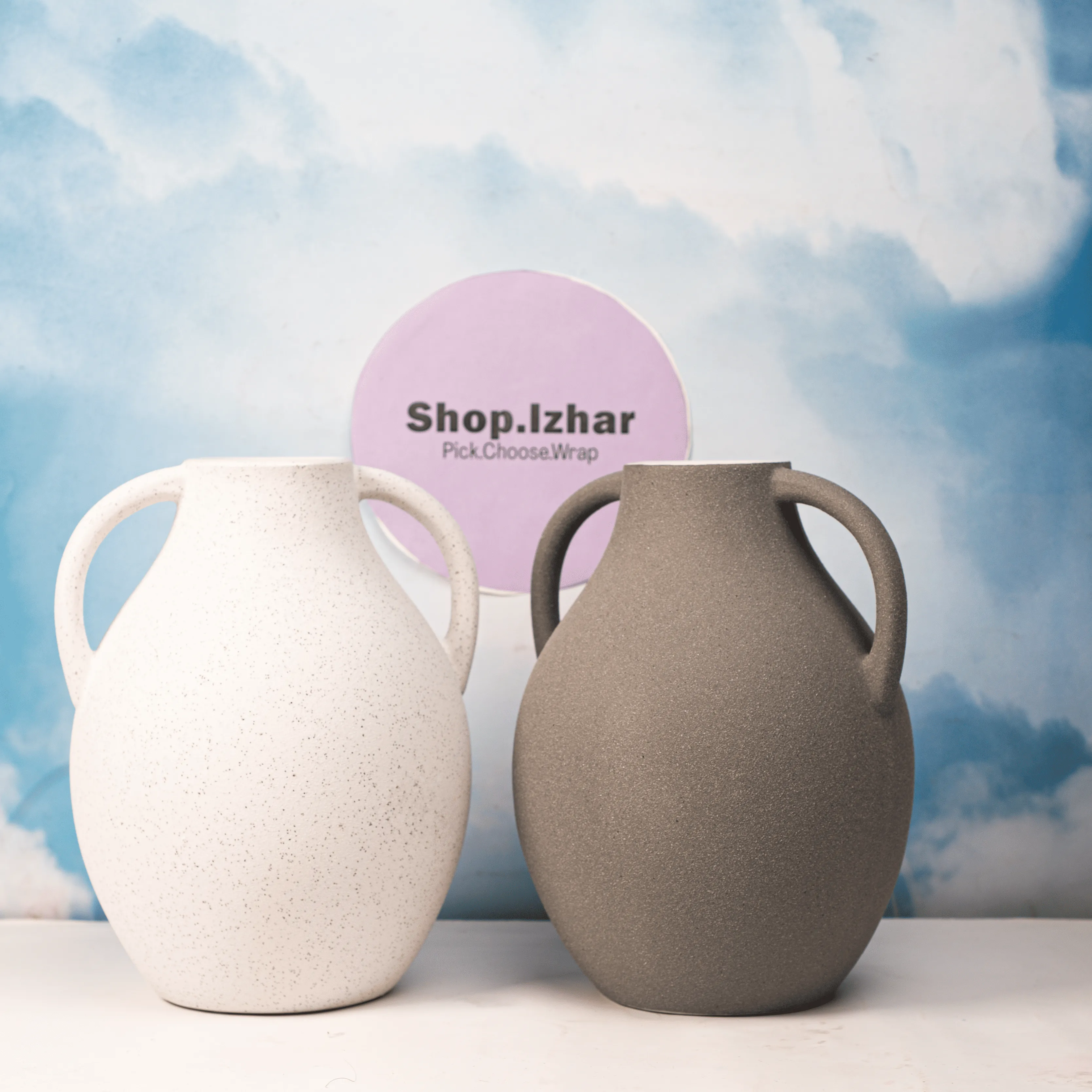 Matte Gray Finish Ceramic Vase