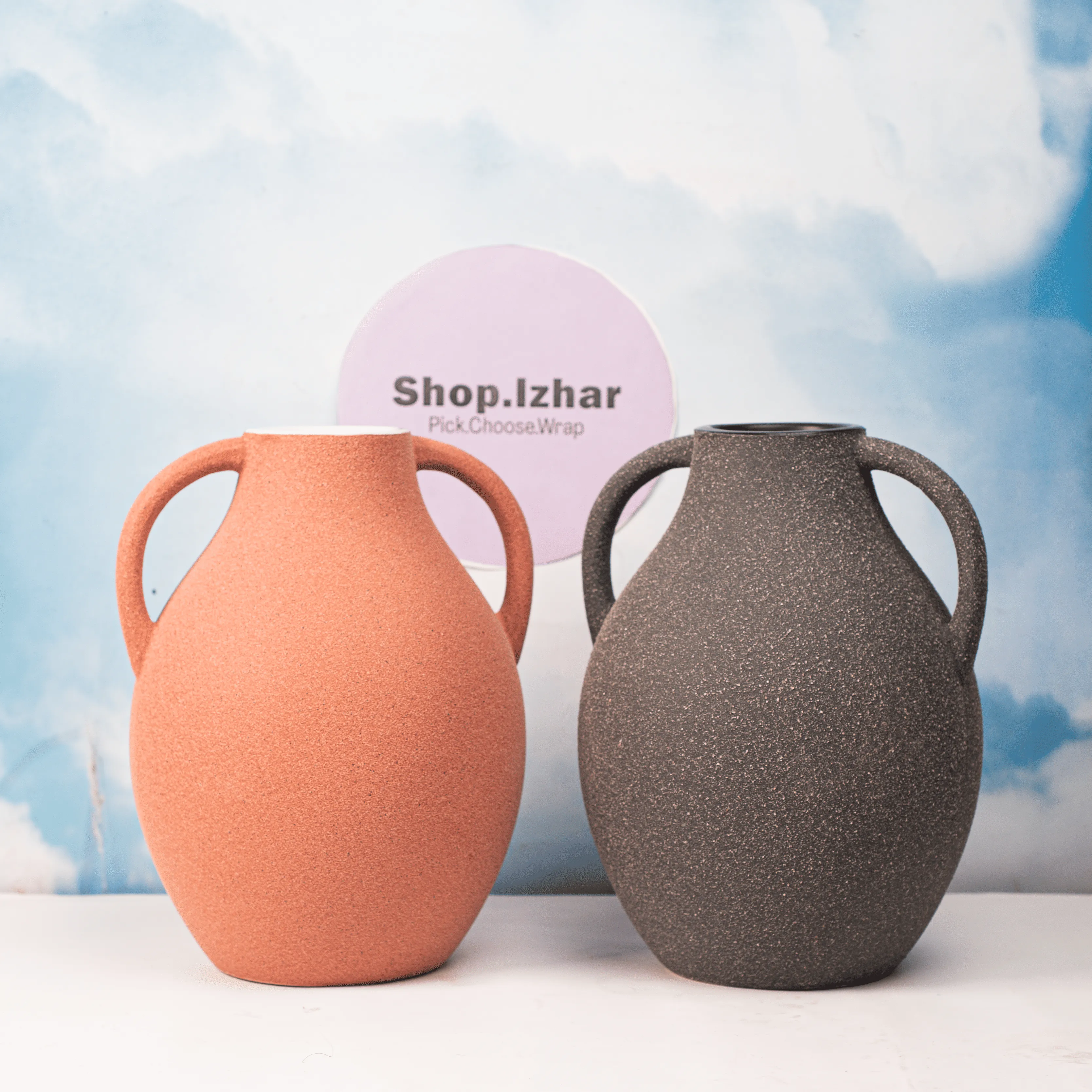 Matte Gray Finish Ceramic Vase