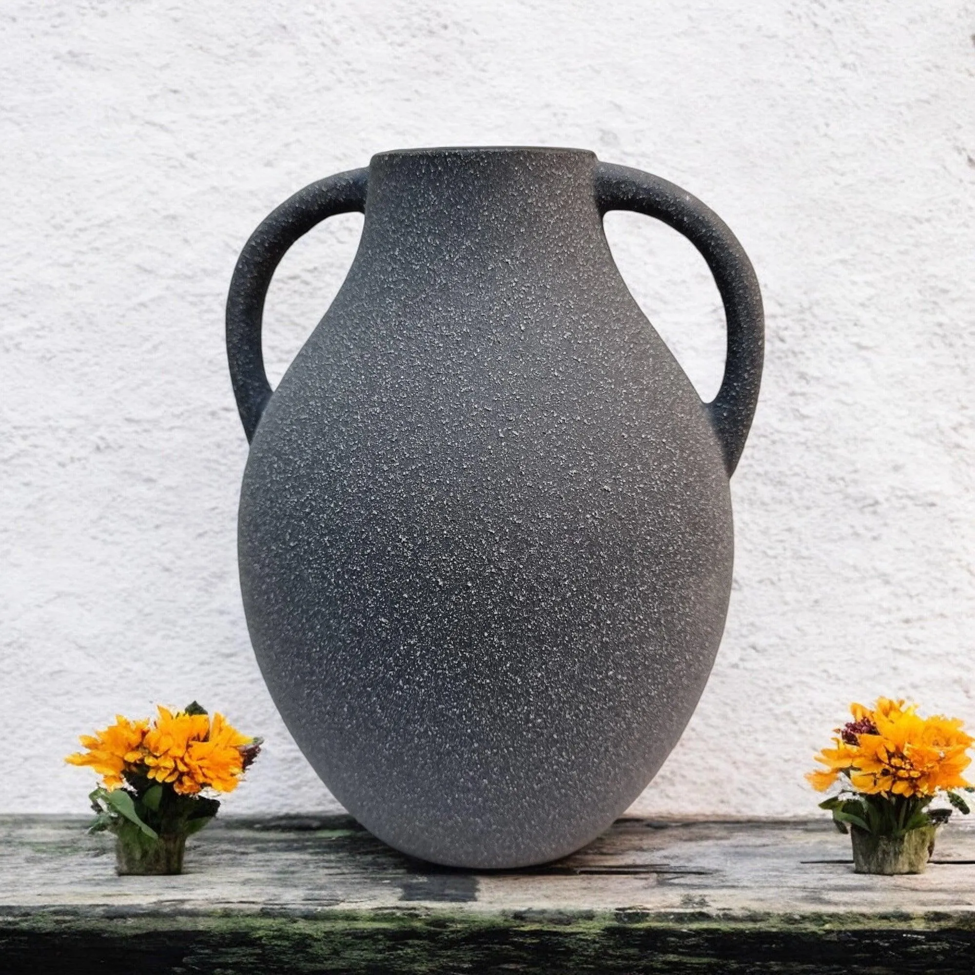 Matte Gray Finish Ceramic Vase