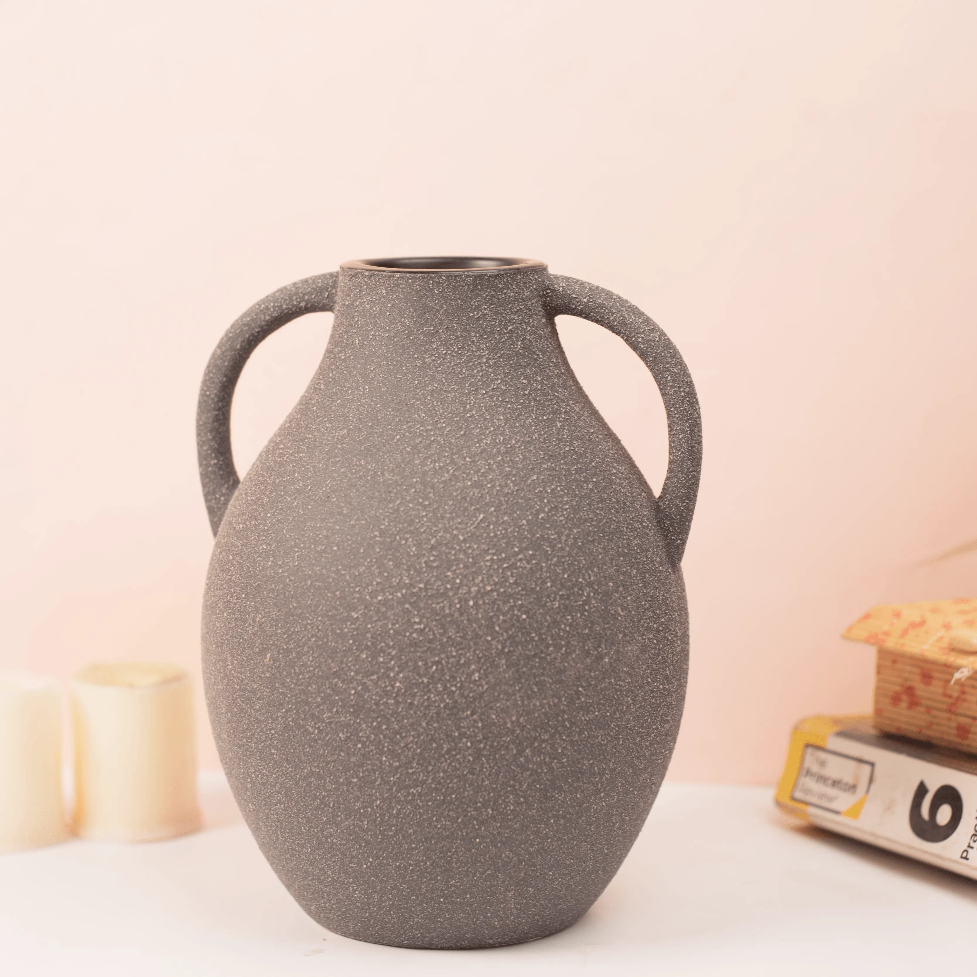 Matte Gray Finish Ceramic Vase