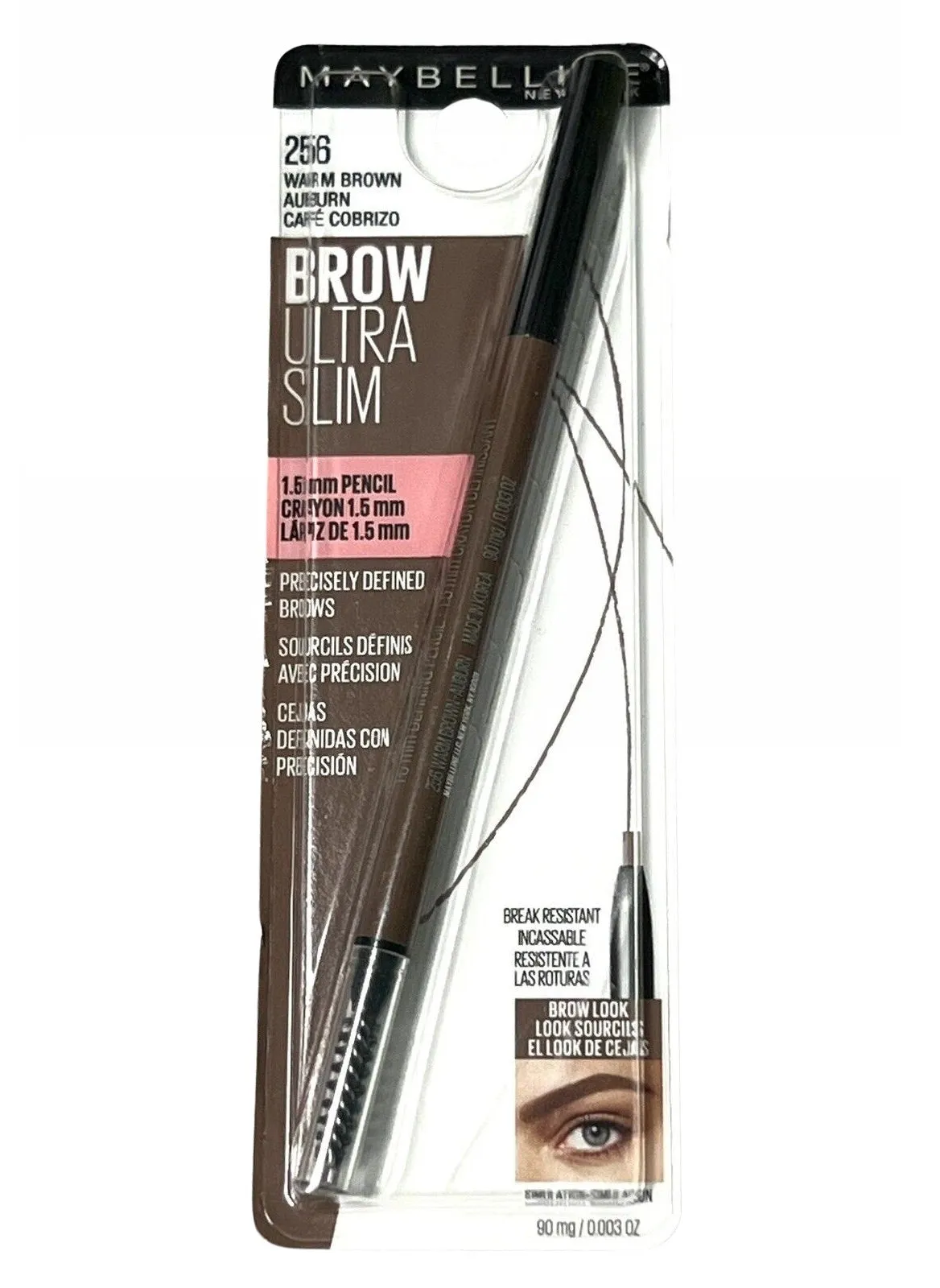 Maybelline New York Brow Ultra Slim 1.5 mm Defining Eyebrow Pencil, Warm Brown Auburn 256