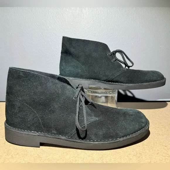 Men’s Clarks Bushacre Boots Black Suede Size 12M #15522