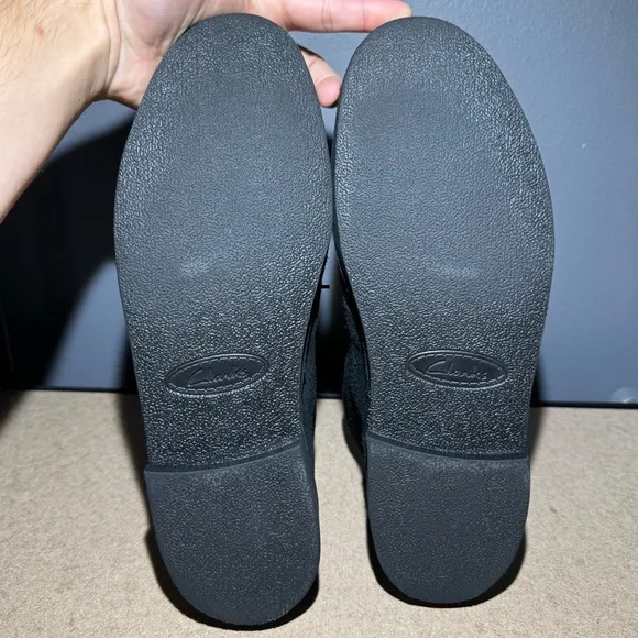 Men’s Clarks Bushacre Boots Black Suede Size 12M #15522