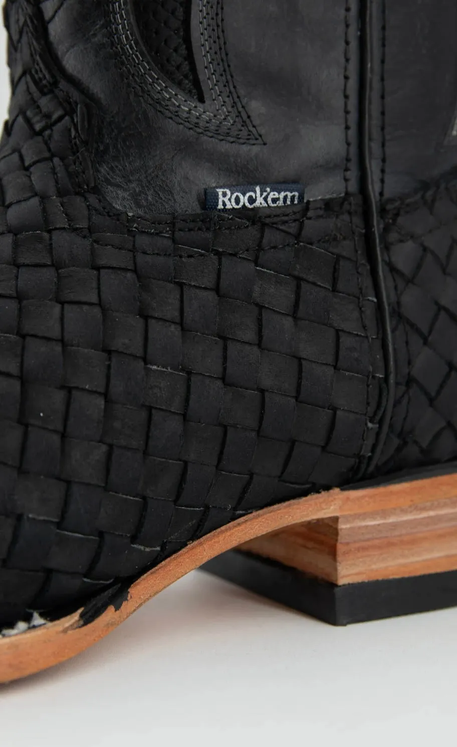 Men's Rock'em Serbia Tejido Wide Square Toe Boots Black