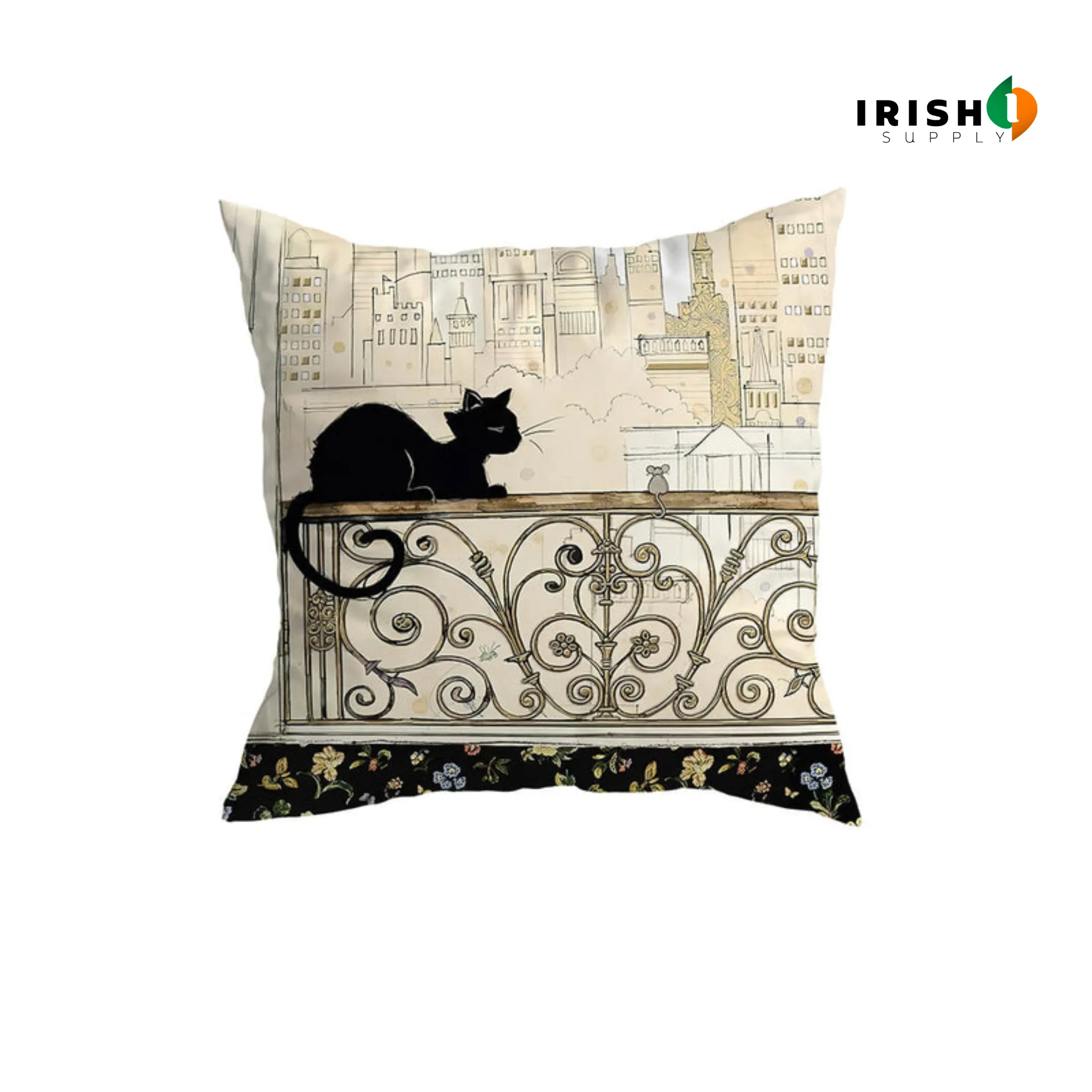 MEOWMODE Stylish Cartoon Cat Print Pillowcase