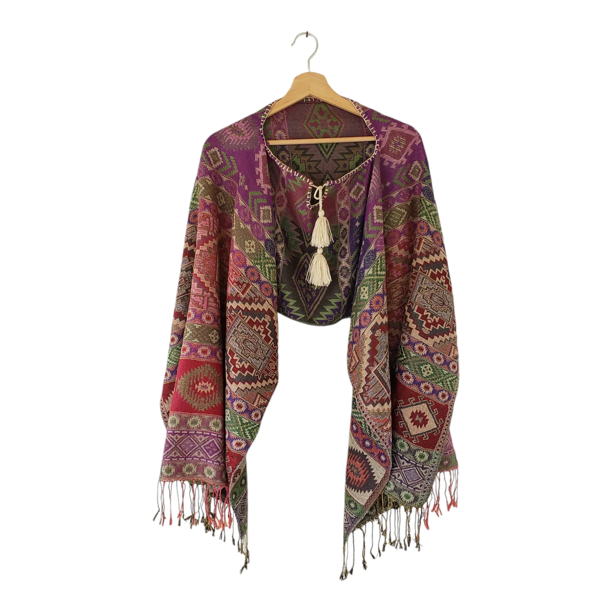 Mexican Poncho Scarf Cape Mexican Shawl Oaxaca Handwoven