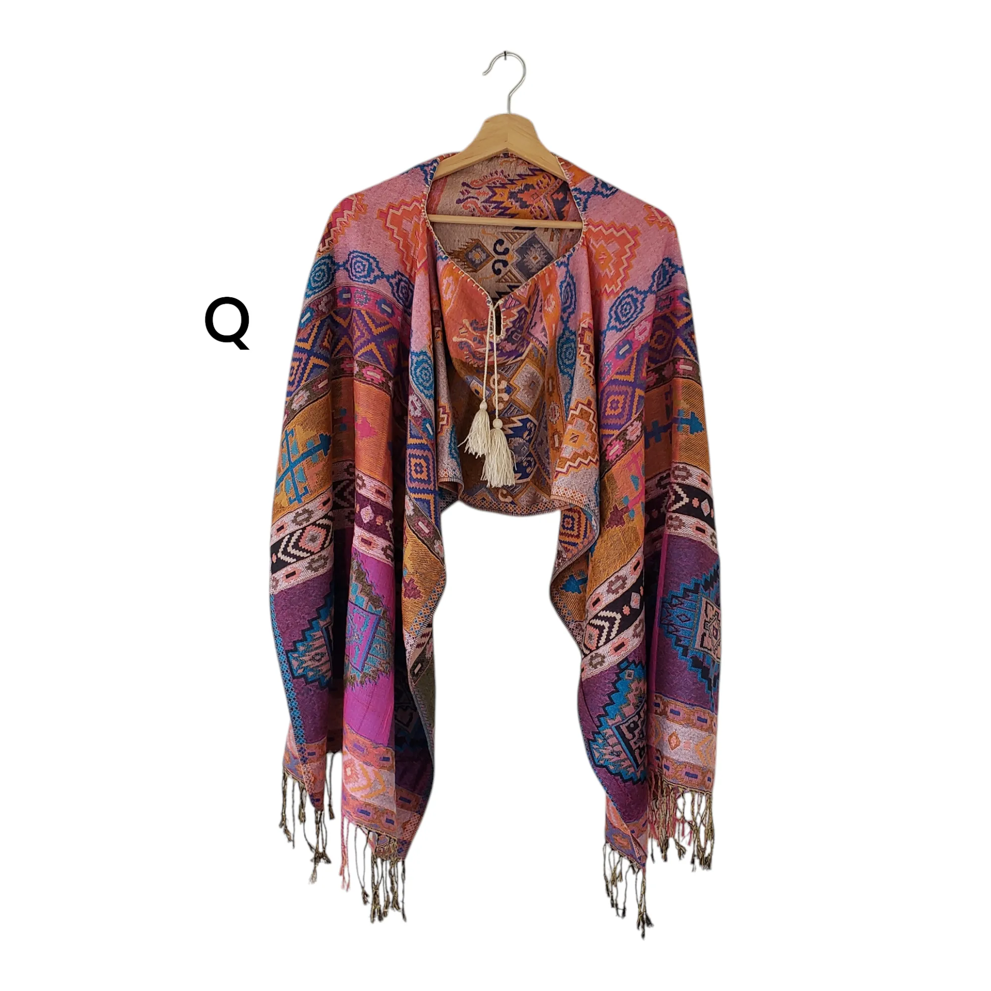 Mexican Poncho Scarf Cape Mexican Shawl Oaxaca Handwoven