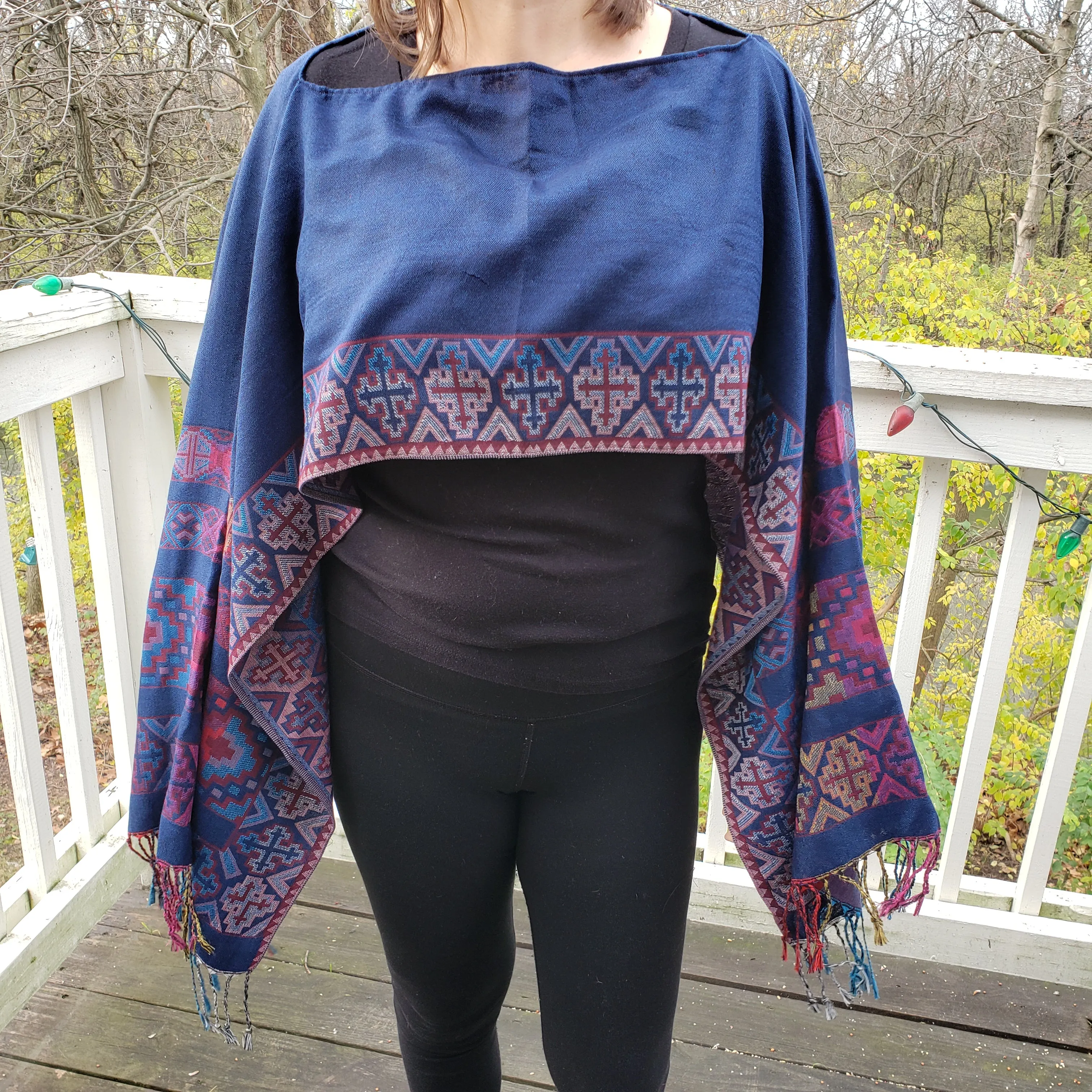 Mexican Poncho Scarf Cape Mexican Shawl Oaxaca Handwoven