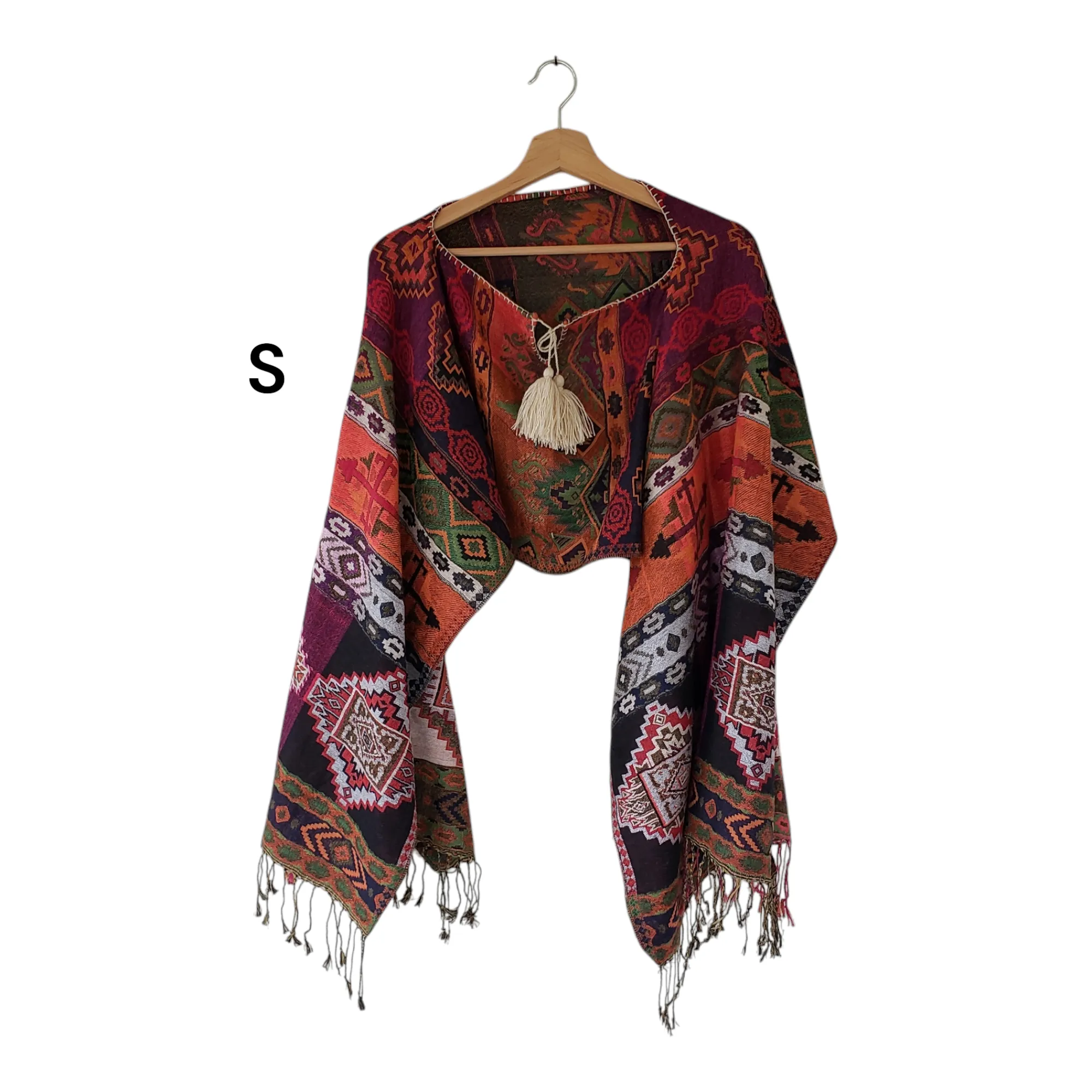 Mexican Poncho Scarf Cape Mexican Shawl Oaxaca Handwoven