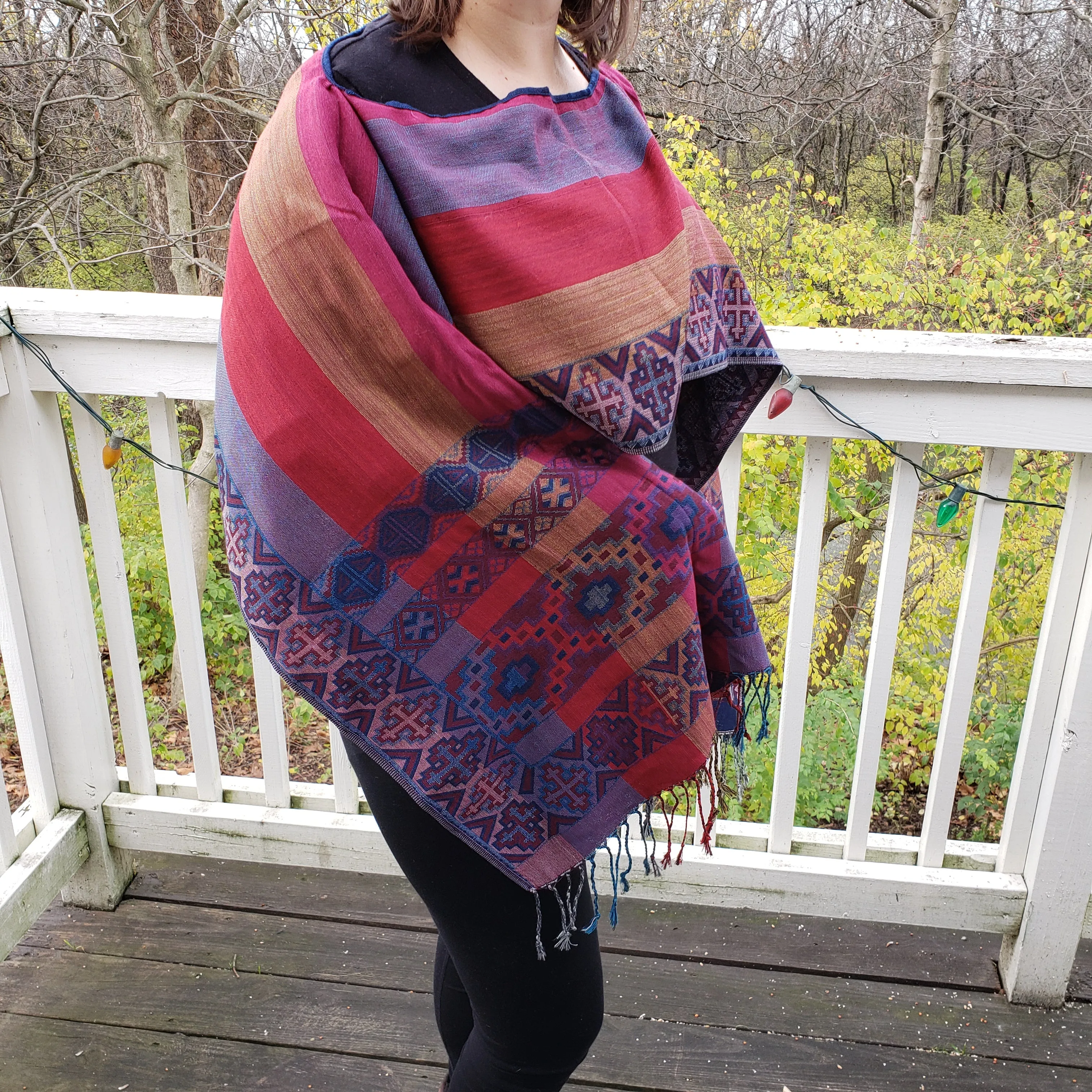 Mexican Poncho Scarf Cape Mexican Shawl Oaxaca Handwoven