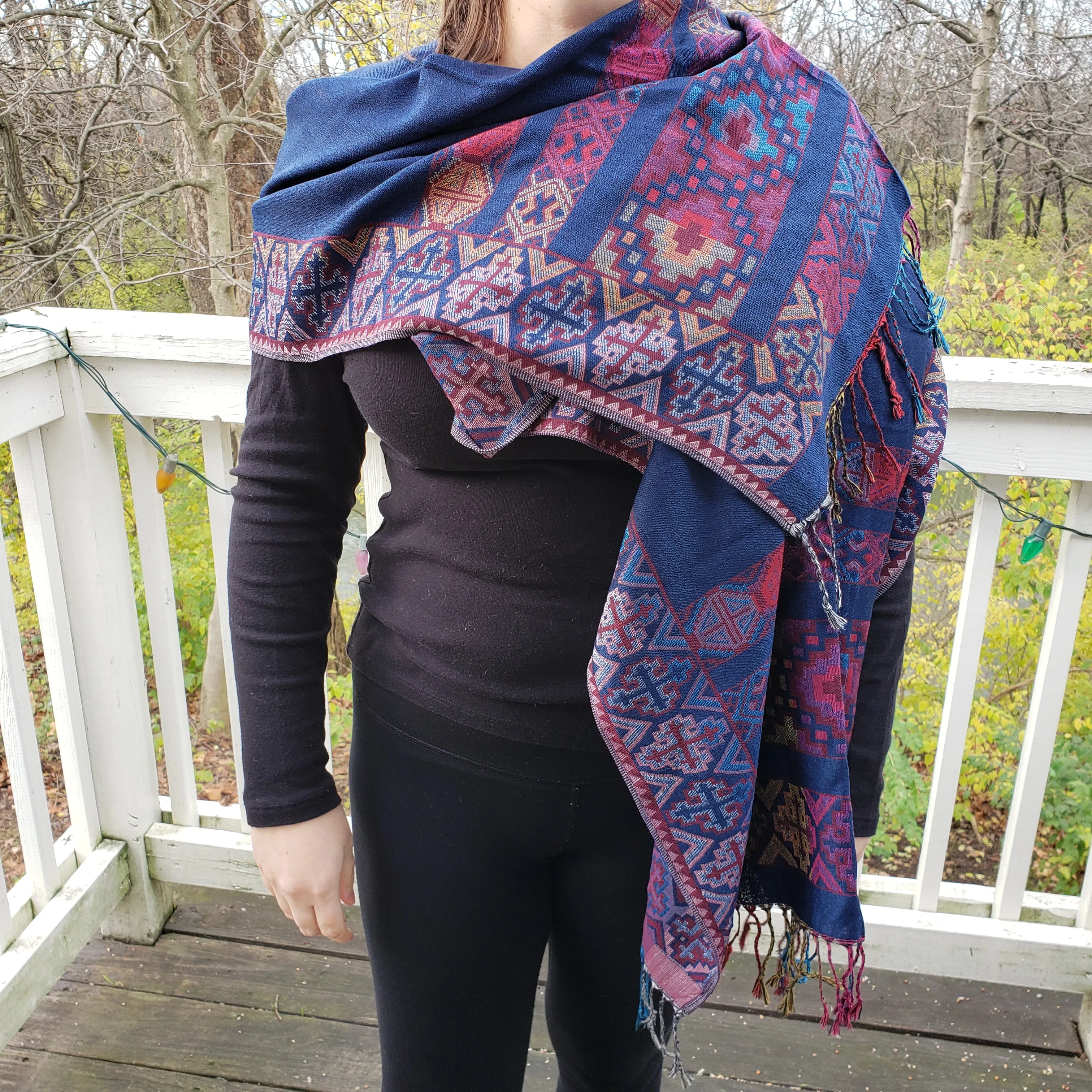 Mexican Poncho Scarf Cape Mexican Shawl Oaxaca Handwoven