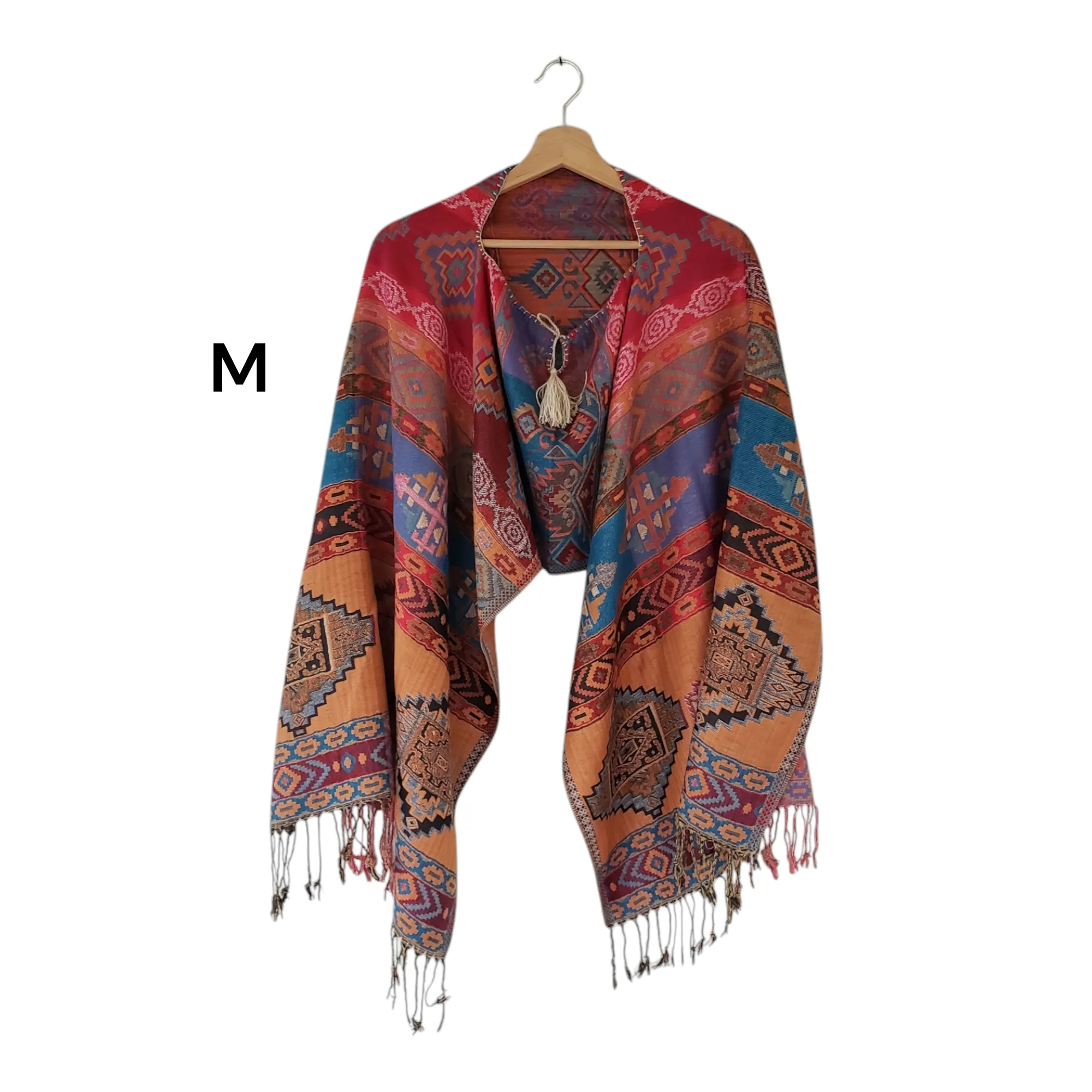 Mexican Poncho Scarf Cape Mexican Shawl Oaxaca Handwoven