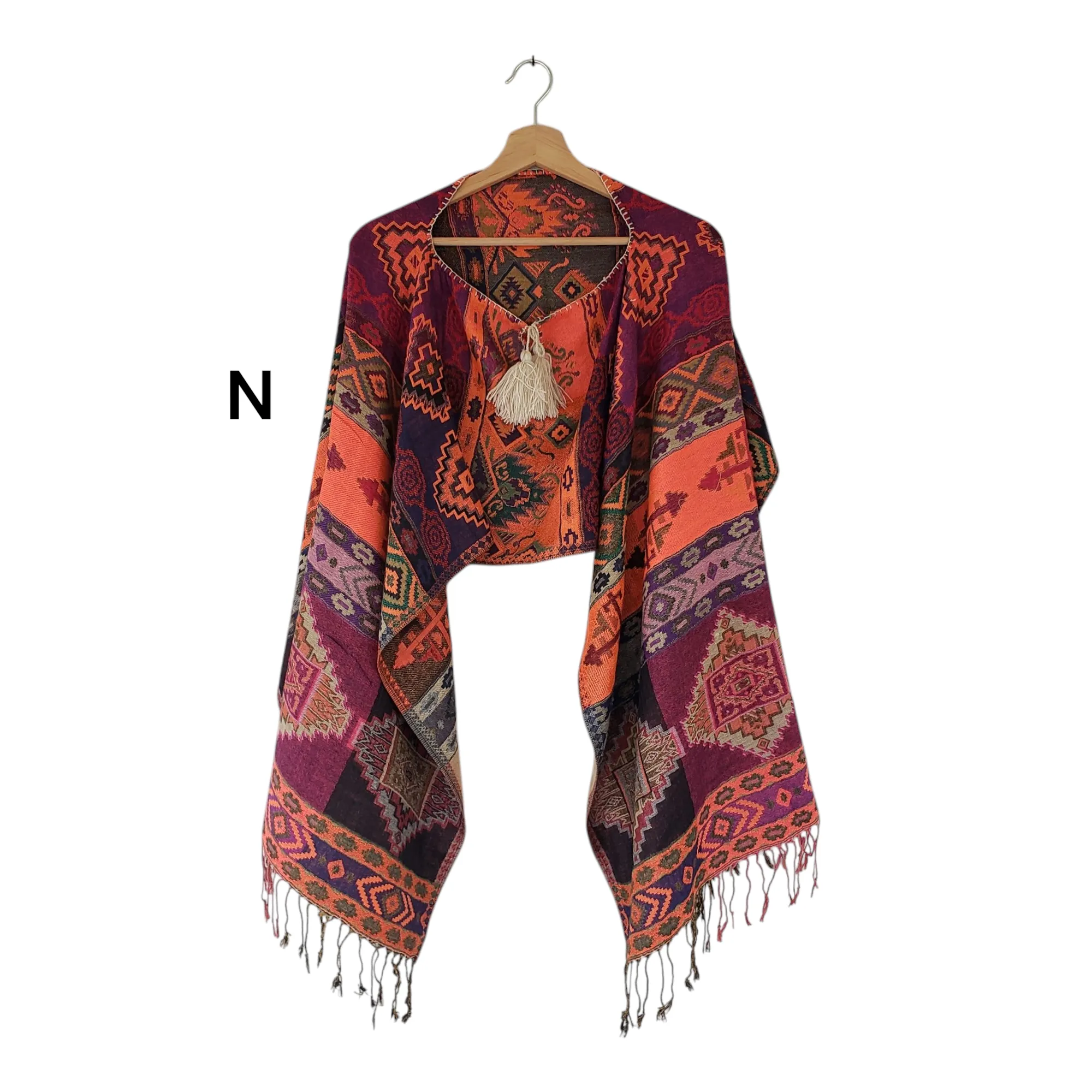 Mexican Poncho Scarf Cape Mexican Shawl Oaxaca Handwoven