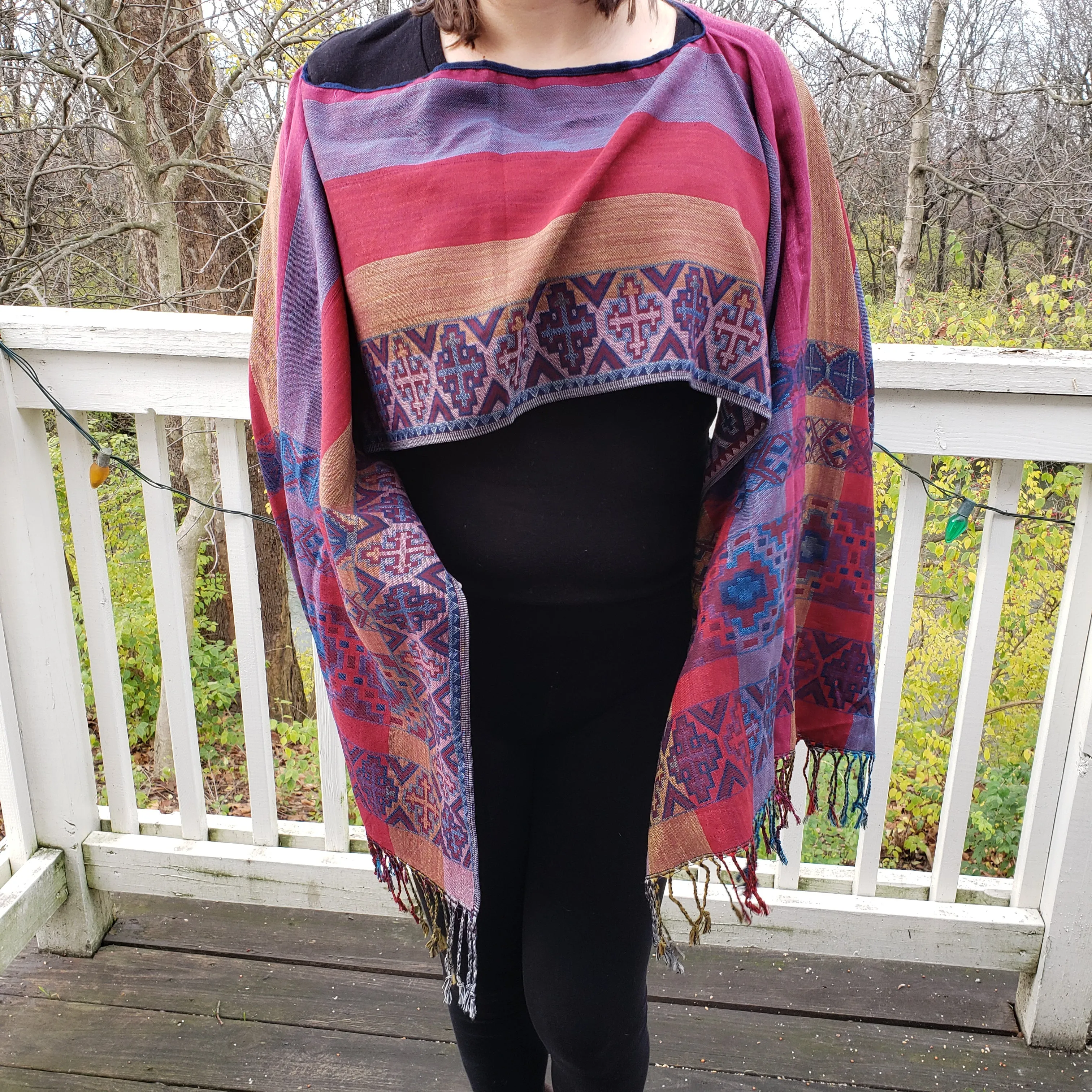 Mexican Poncho Scarf Cape Mexican Shawl Oaxaca Handwoven
