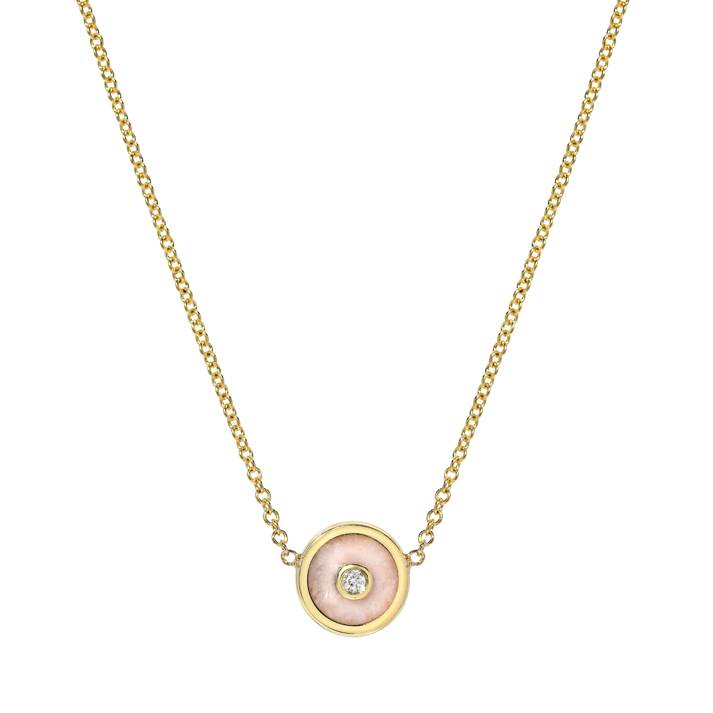 Mini Compass Pendant - Pink Opal