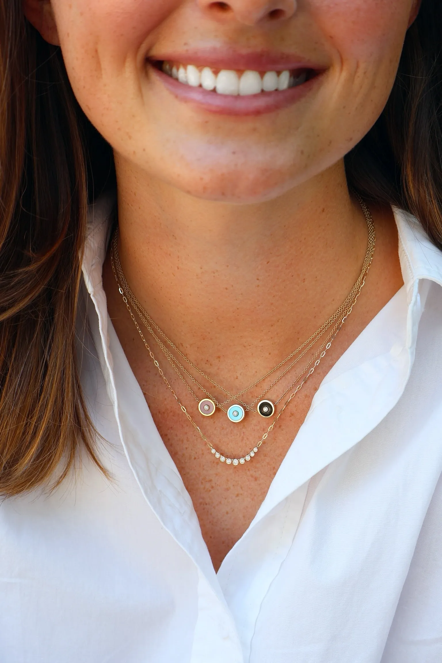 Mini Compass Pendant - Pink Opal