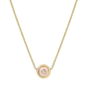 Mini Compass Pendant - Pink Opal
