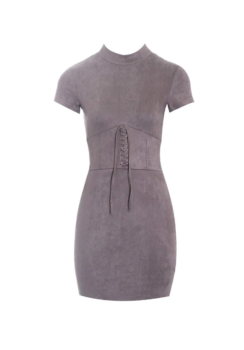 Mocha Faux Suede Mini Dress