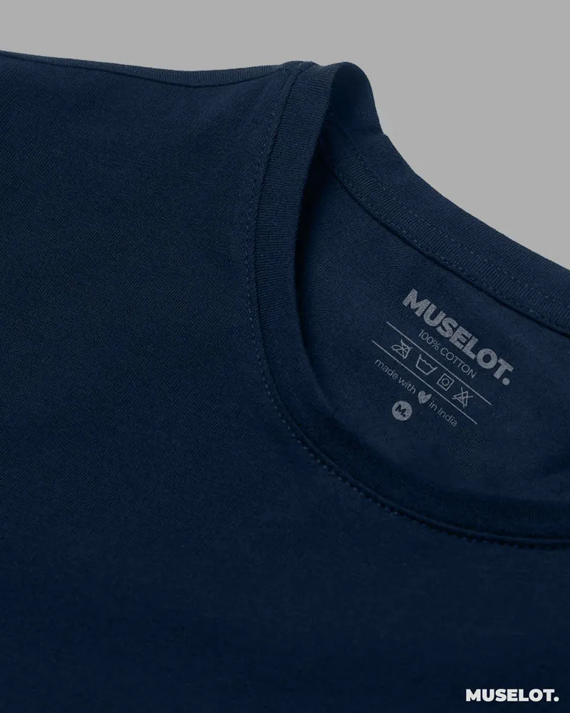 Navy blue plain crop t shirt