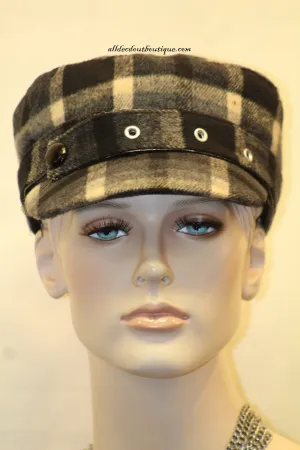 Newsboy Hat | Black Ivory Plaid Pattern