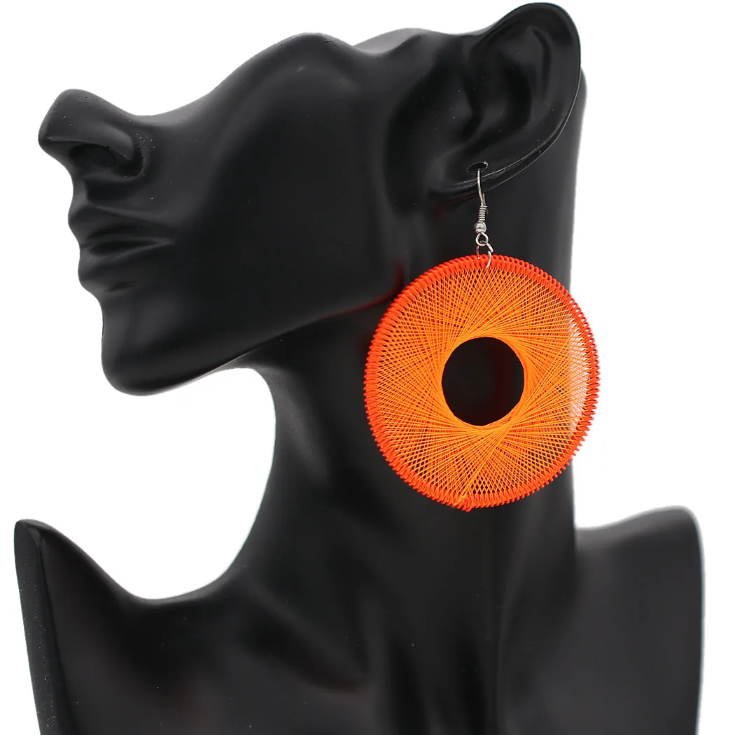 Orange Woven Thread Earrings