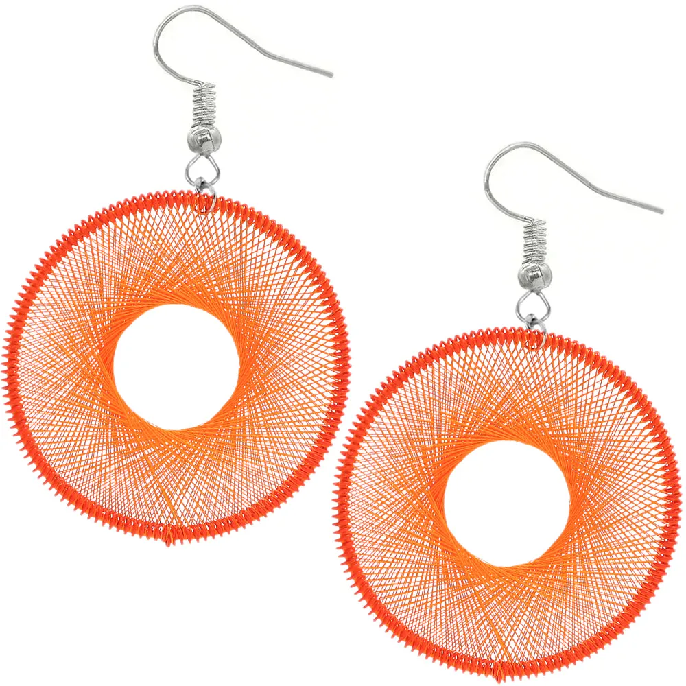 Orange Woven Thread Earrings
