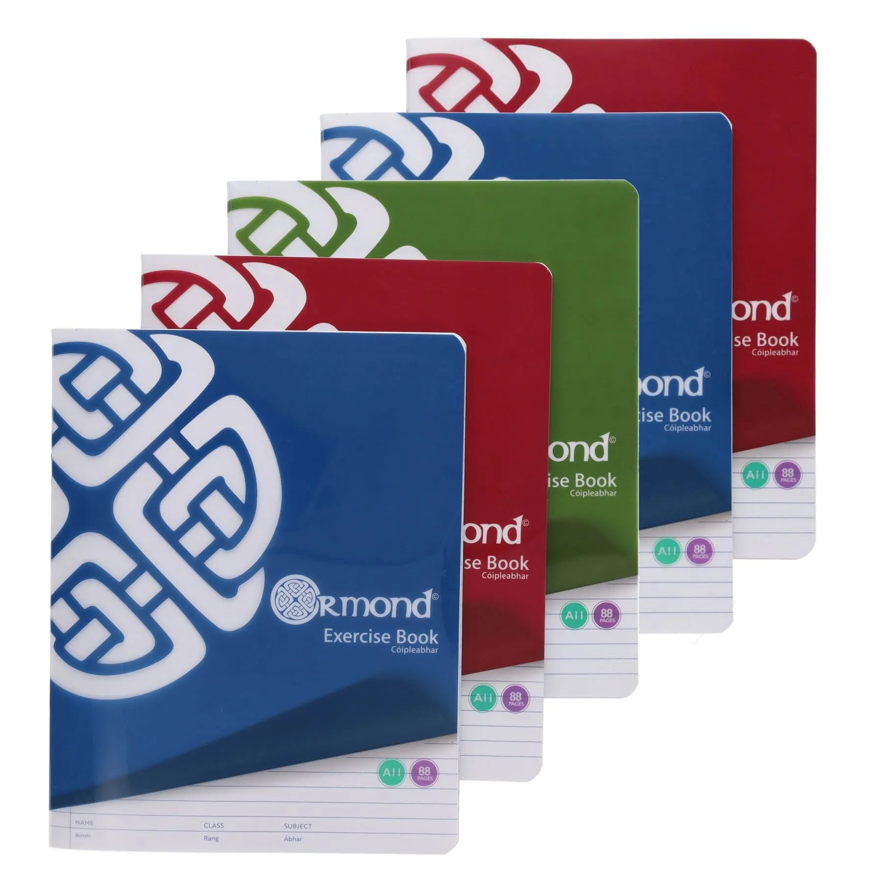 Ormond Pack of 5 x A11 - 88 Page Durable Cover Copy Book - Bright