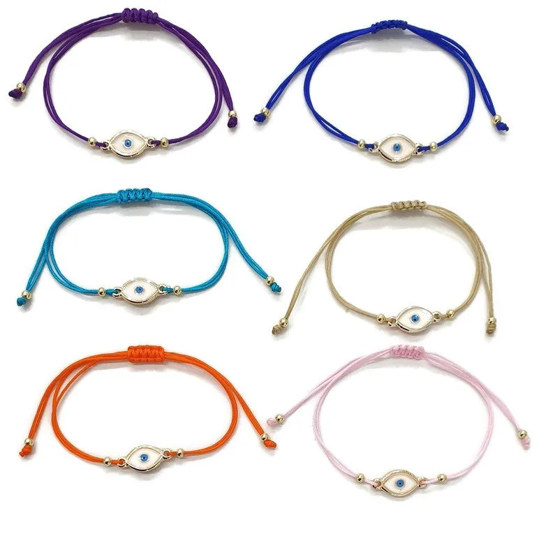 Oval Evil Eye Enamel String Bracelet: Stylish Protection and Elegance