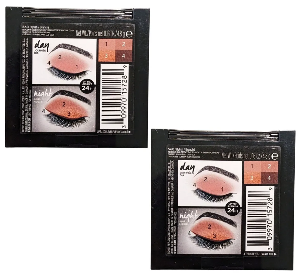 Pack of 2 Revlon Colorstay Day to Night Eyeshadow Quad, Stylish 560