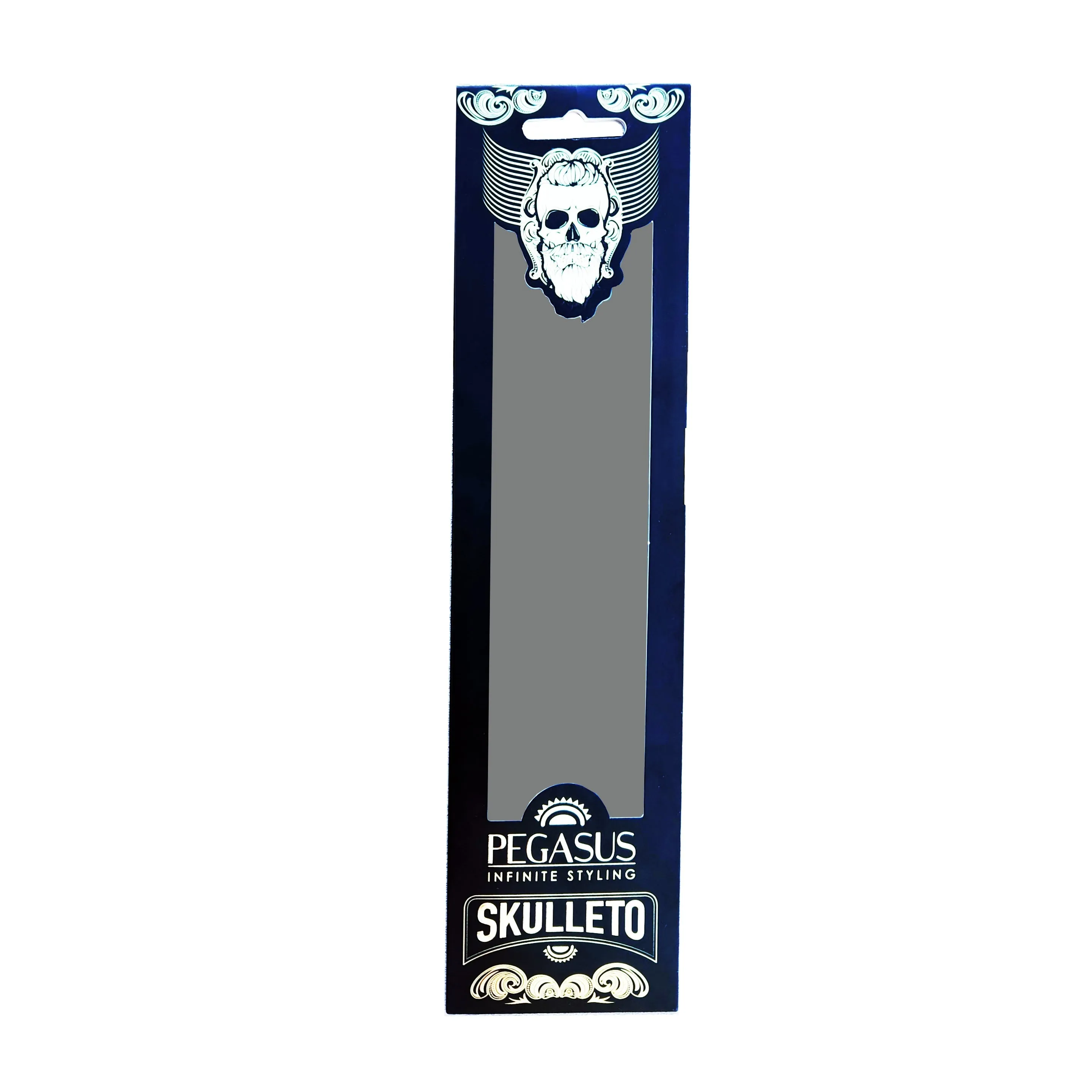 Pegasus Skulleto 210, 8in Hard Rubber  Cutting Comb, Handmade, Seamless, Smooth Edges, Anti Static, Heat and Chemically Resistant, Wet Hair, Everyday Grooming Comb | Peines de goma dura - Silver