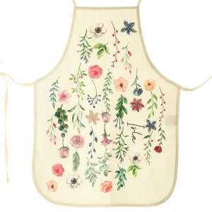 Personalised Apron with Stylish Text and Pink Flowers Floral Print