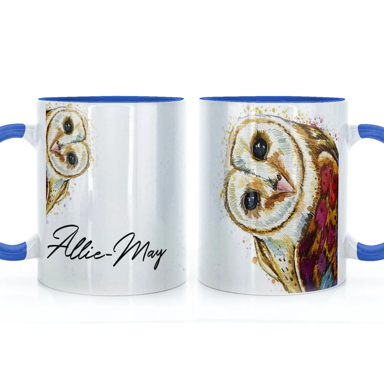 Personalised Mug with Stylish Text and Colourful Owl