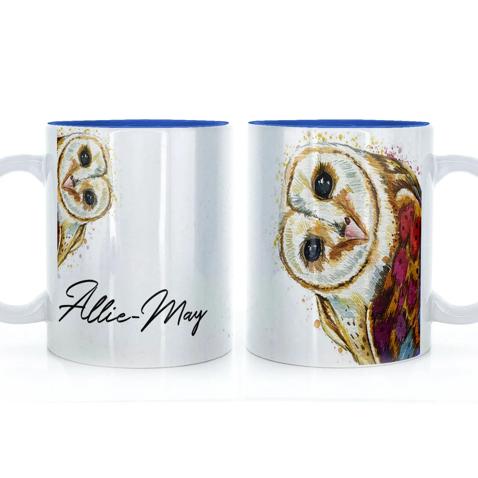 Personalised Mug with Stylish Text and Colourful Owl
