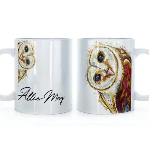 Personalised Mug with Stylish Text and Colourful Owl