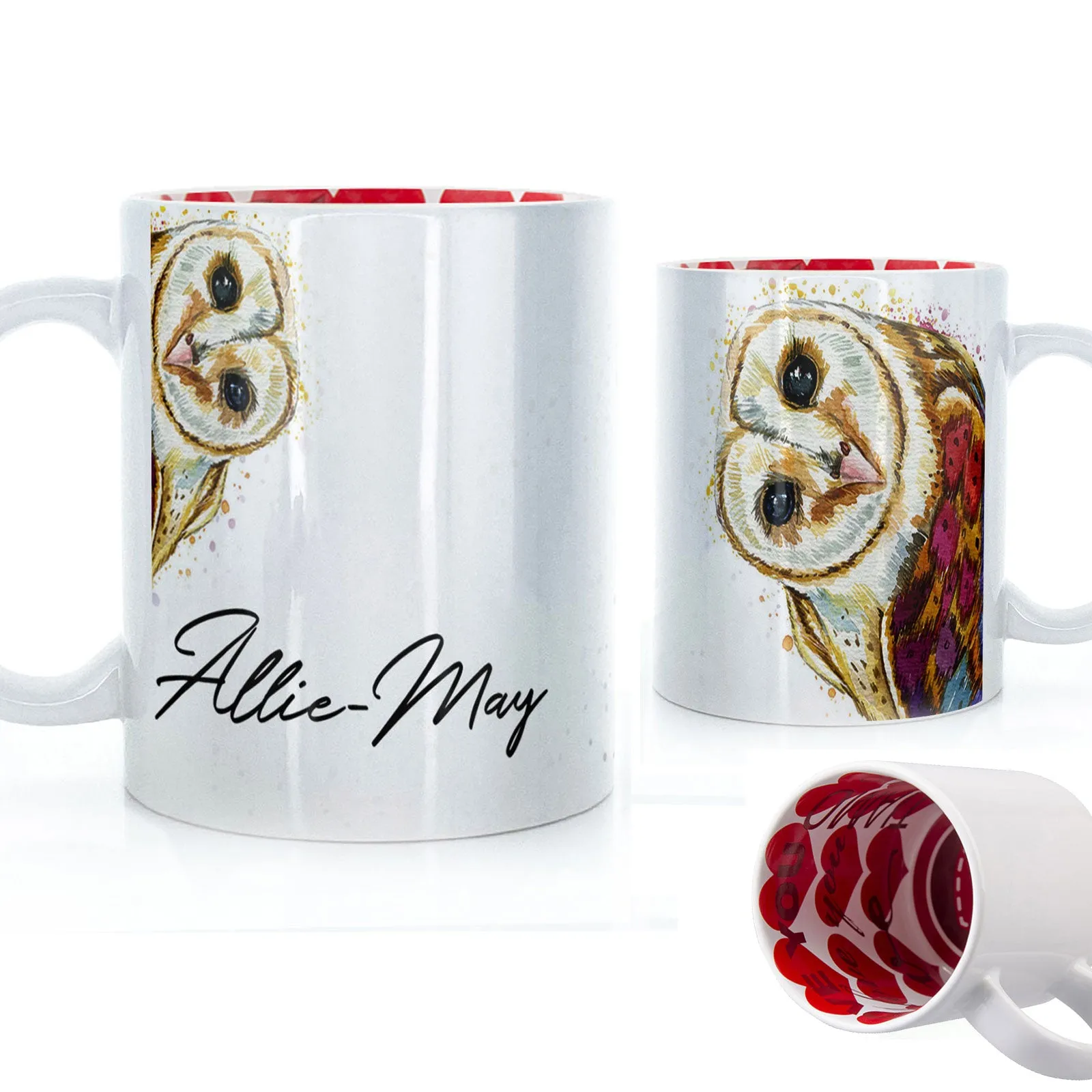 Personalised Mug with Stylish Text and Colourful Owl
