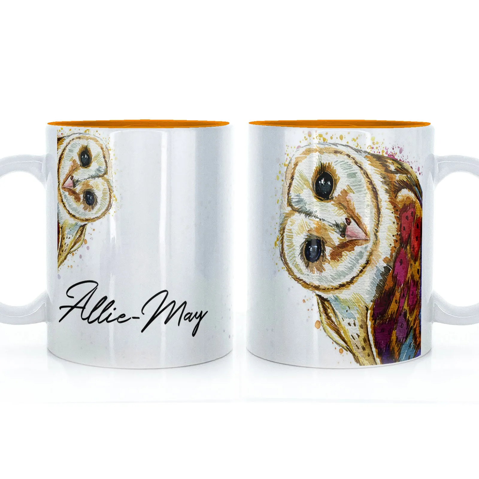 Personalised Mug with Stylish Text and Colourful Owl