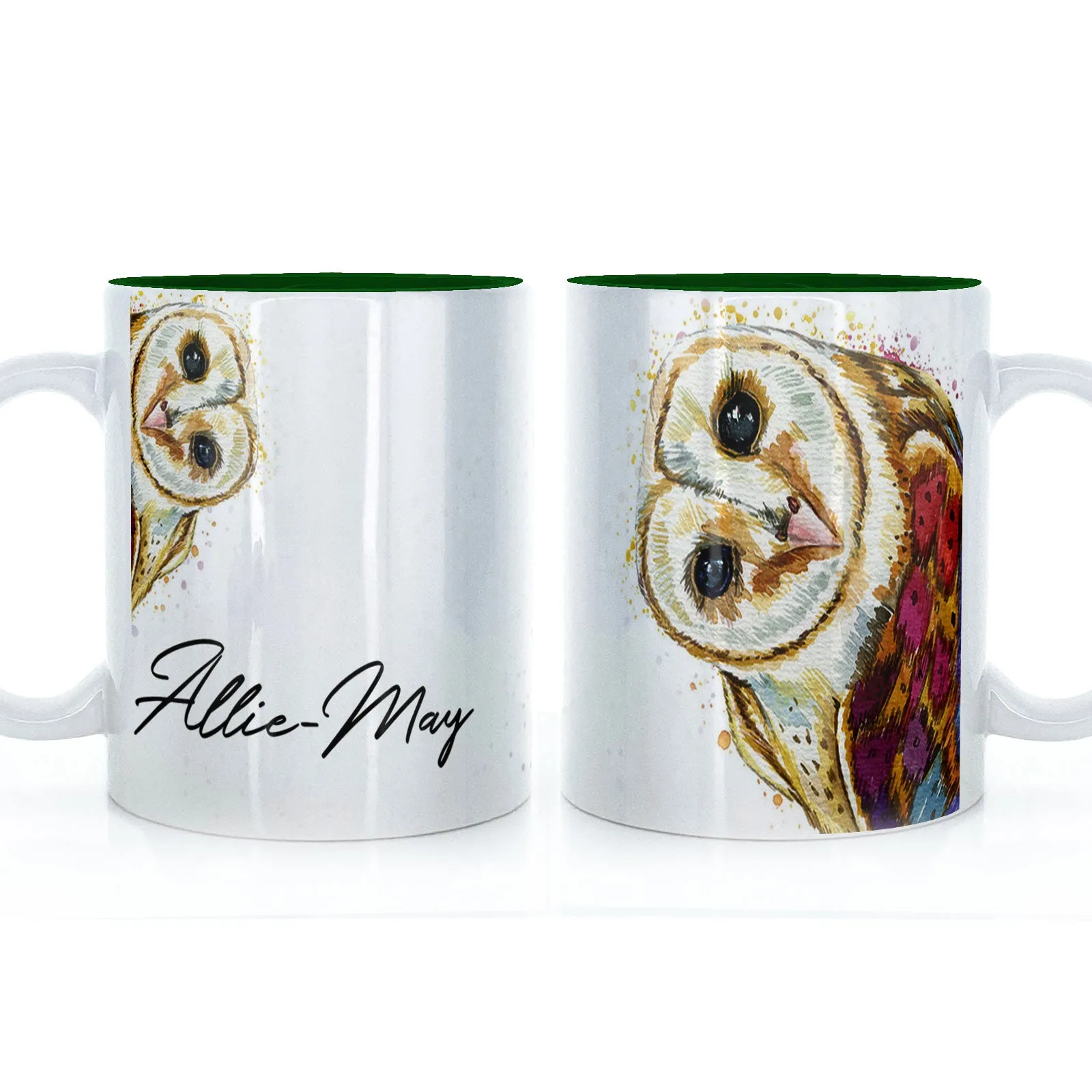 Personalised Mug with Stylish Text and Colourful Owl