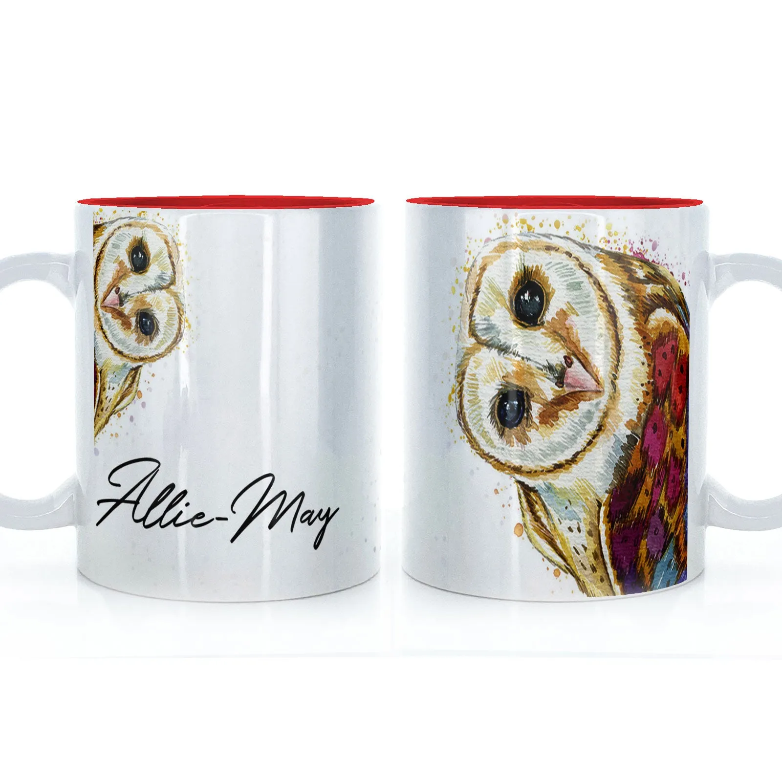 Personalised Mug with Stylish Text and Colourful Owl