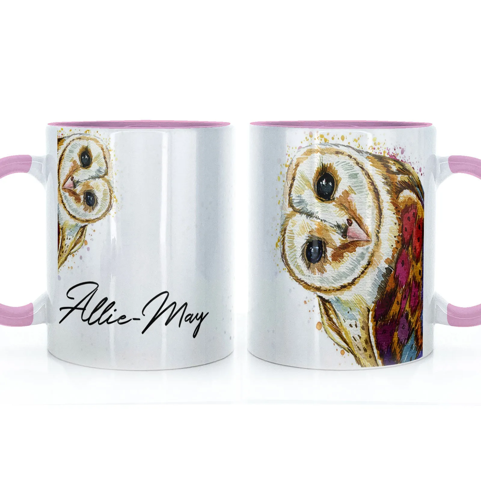 Personalised Mug with Stylish Text and Colourful Owl