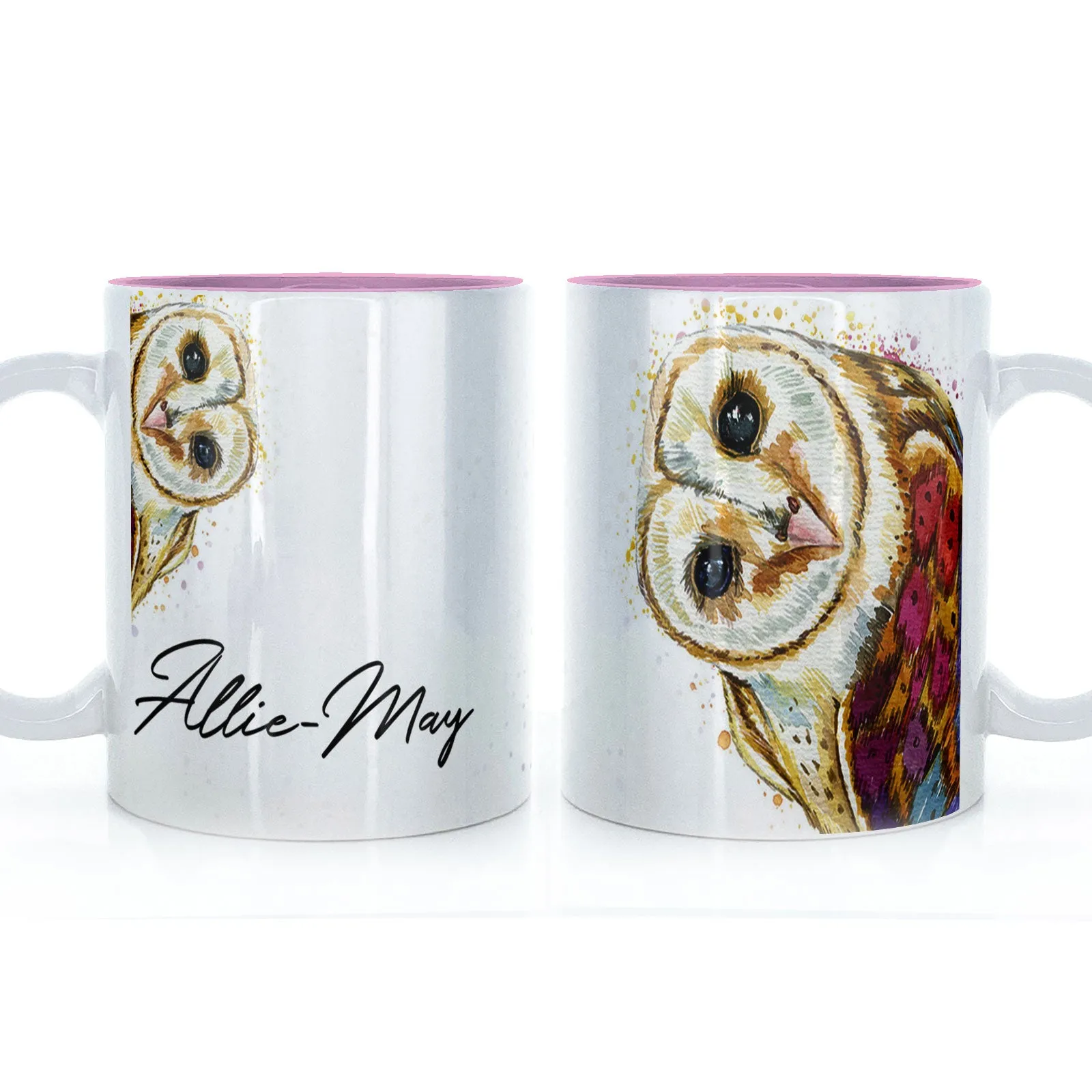 Personalised Mug with Stylish Text and Colourful Owl
