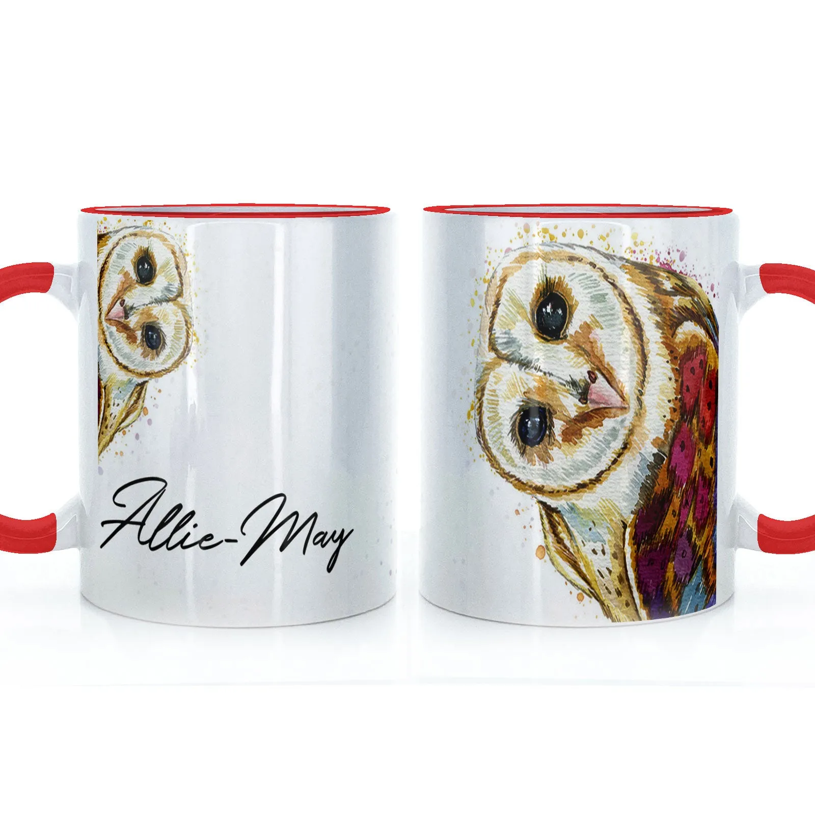 Personalised Mug with Stylish Text and Colourful Owl