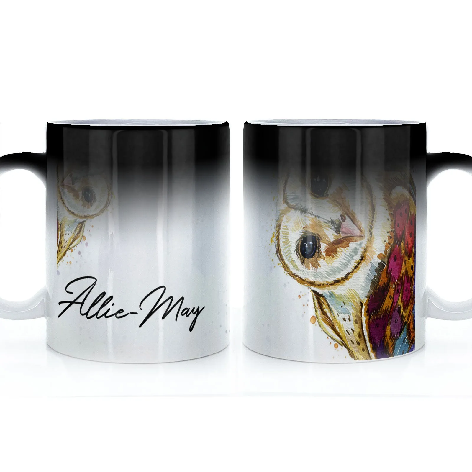 Personalised Mug with Stylish Text and Colourful Owl