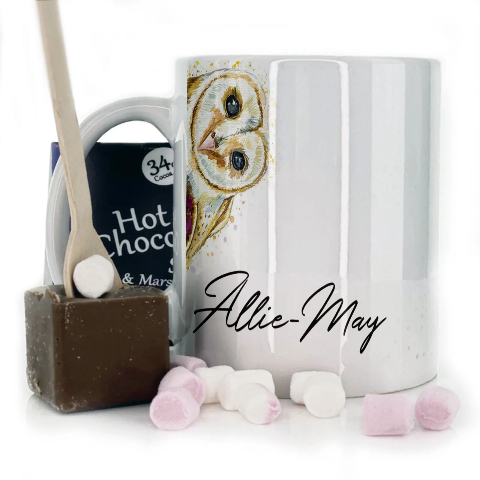 Personalised Mug with Stylish Text and Colourful Owl