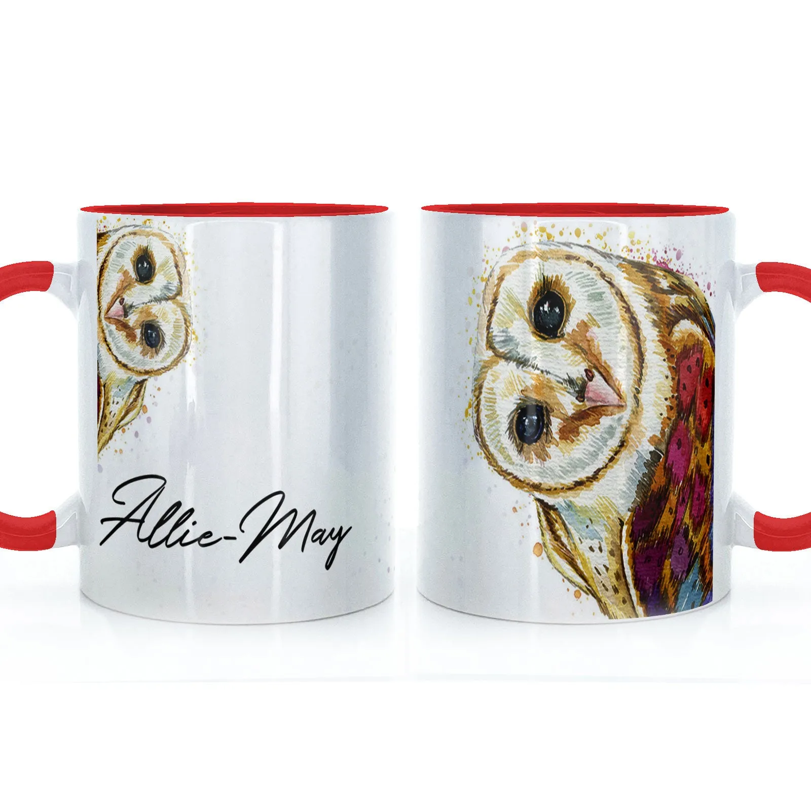Personalised Mug with Stylish Text and Colourful Owl