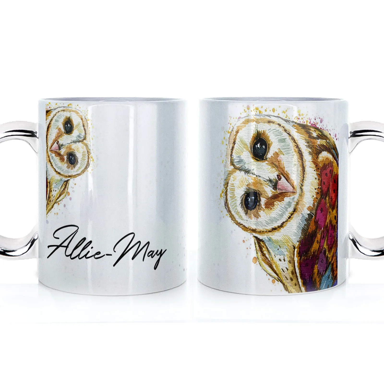Personalised Mug with Stylish Text and Colourful Owl
