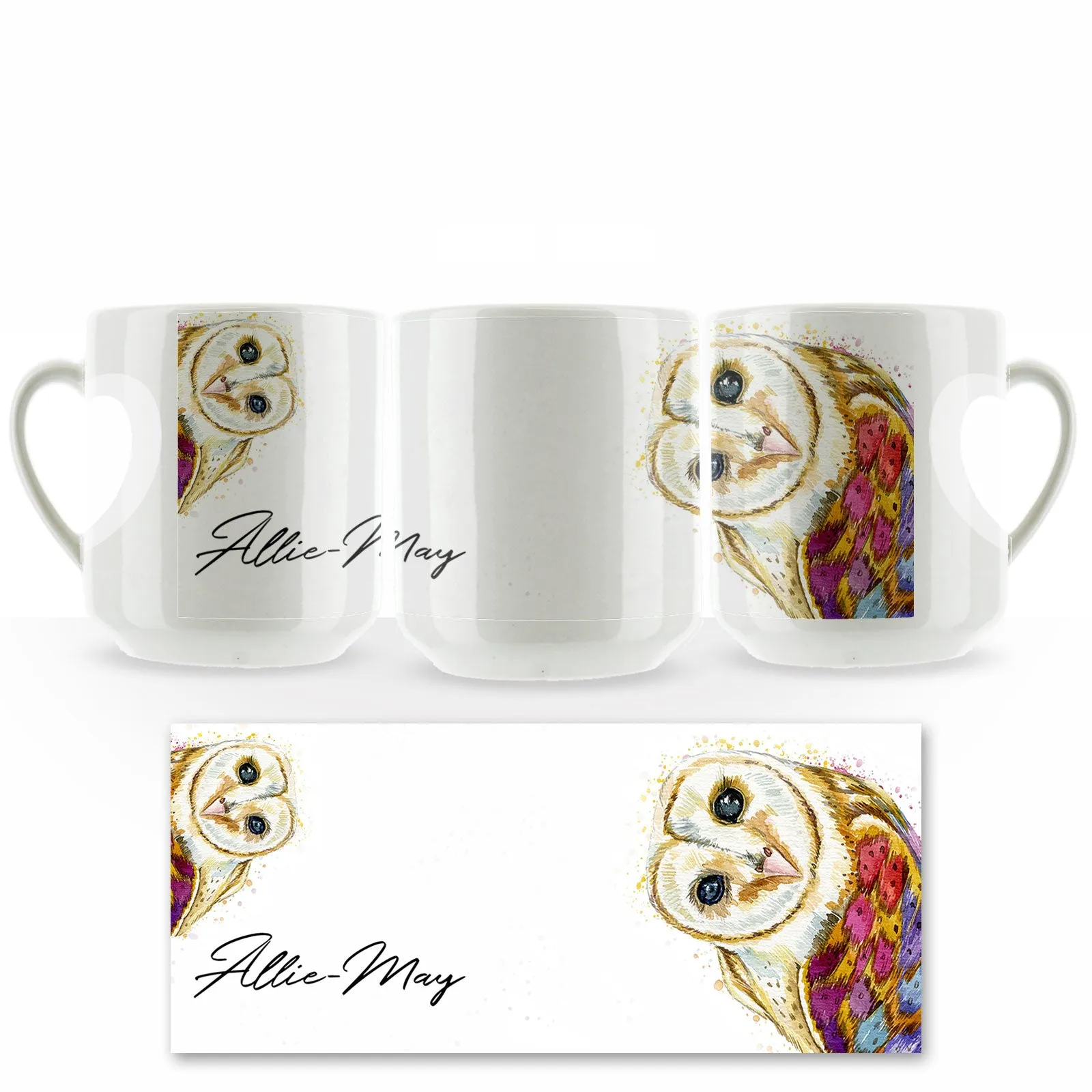 Personalised Mug with Stylish Text and Colourful Owl