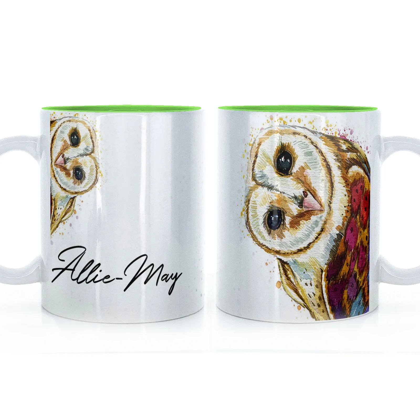 Personalised Mug with Stylish Text and Colourful Owl